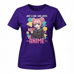 Purple tee S/M Just a girl who loves anime